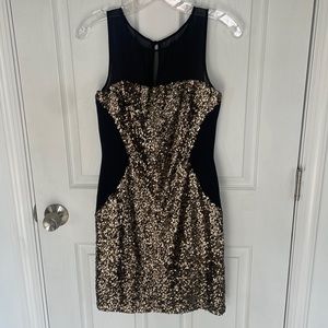 Aidan Aidan black and gold sequin dress size 4.